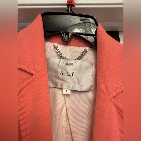A.L.C. 'Donovan' Linen-Blend Blazer Jacket, Dark Grapefruit - Size 6 - Picture 3 of 5